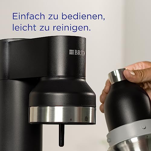 BRITA sodaTRIO – Schwarz, 1L Glas, 0,65L Edelstahl, CO₂-Zylinder