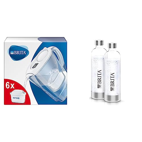 BRITA Marella Set – Weiß, mit 6 Filterkartuschen & 2x 1L Flaschen