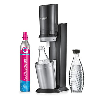 SodaStream Crystal 3.0 – CO₂-Zylinder + 2 Glaskaraffen, Titan/Silber