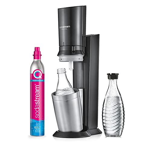 SodaStream Crystal 3.0 – CO₂-Zylinder + 2 Glaskaraffen, Titan/Silber