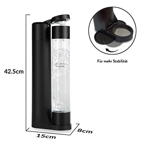 Levivo Slim Sprudler – Schwarz, mit 1L Flasche, ohne CO₂