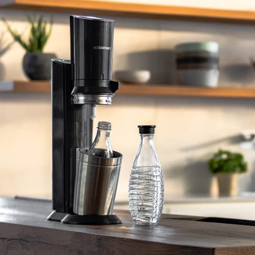 SodaStream Crystal 3.0 – CO₂-Zylinder + 2 Glaskaraffen, Titan/Silber