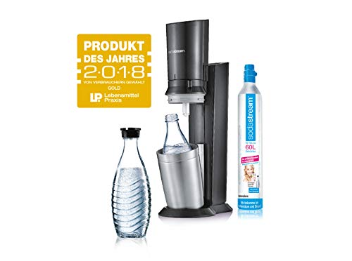 SodaStream Crystal 2.0 – Titan/Silber, CO₂-Zylinder + 2 Glaskaraffen