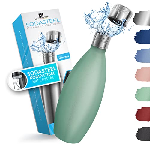 LICHTENWERK Flasche – 0,9L Edelstahl, für SodaStream Crystal