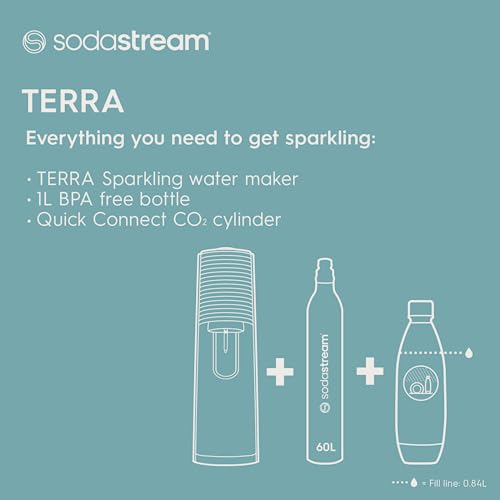 SodaStream Terra – Schwarz, 1L PET-Flasche + 60L CO₂ Quick Connect