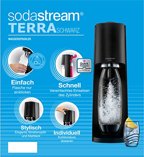 SodaStream Terra Vorteilspack – Schwarz, CO₂ + 2x 1L & 0,5L PET-Flaschen