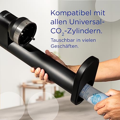 BRITA sodaTRIO – Schwarz, 1L Glas, 0,65L Edelstahl, CO₂-Zylinder