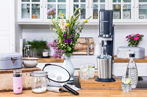 SodaStream Crystal 2.0 – Titan/Silber, CO₂-Zylinder + 2 Glaskaraffen