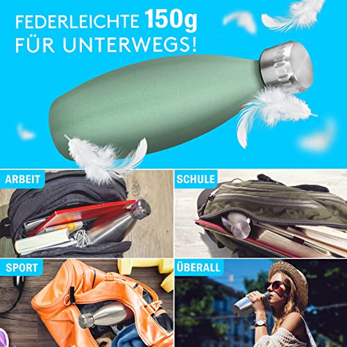 LICHTENWERK Flasche – 0,9L Edelstahl, für SodaStream Crystal