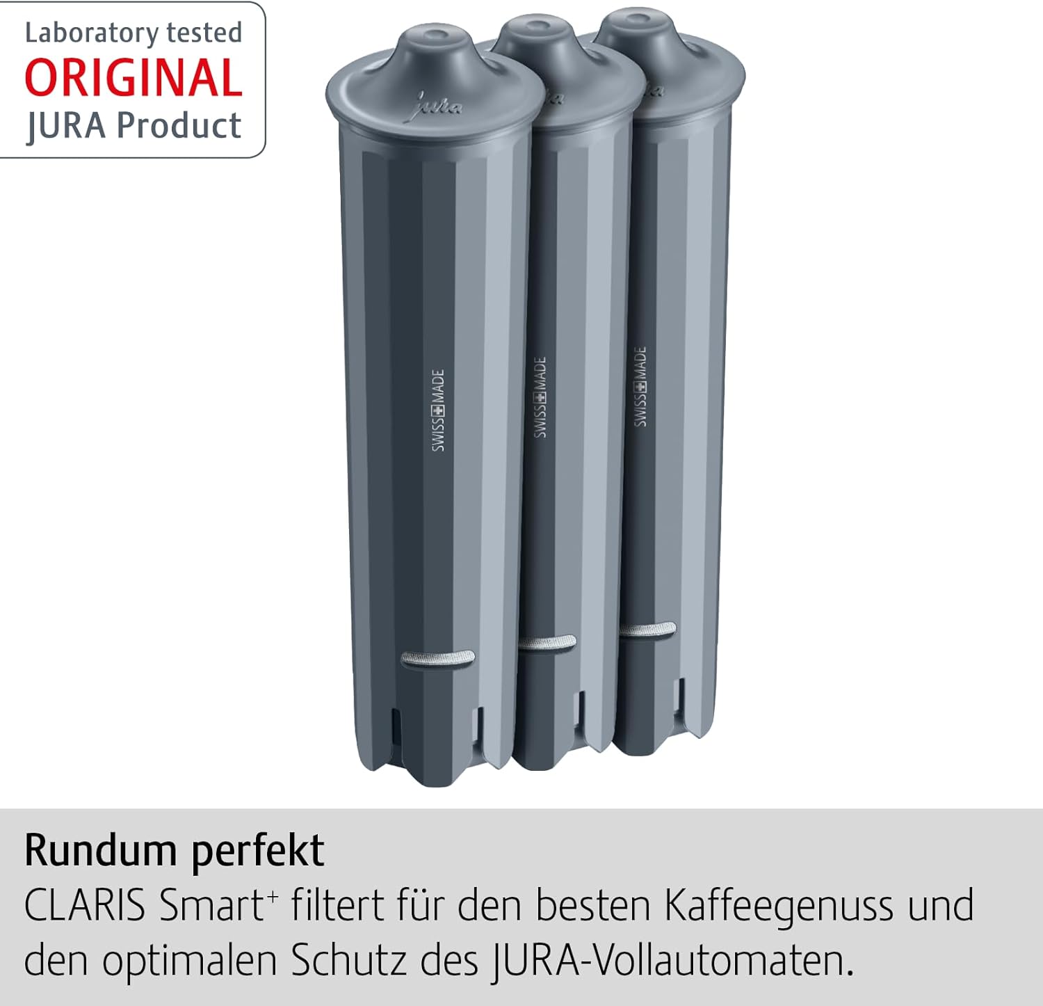 JURA original - CLARIS Smart+ Filterpatrone mit automatischer Filtererkennung - TÜV-zertifizierte Hygiene - 3er-Pack - 24233, Grau