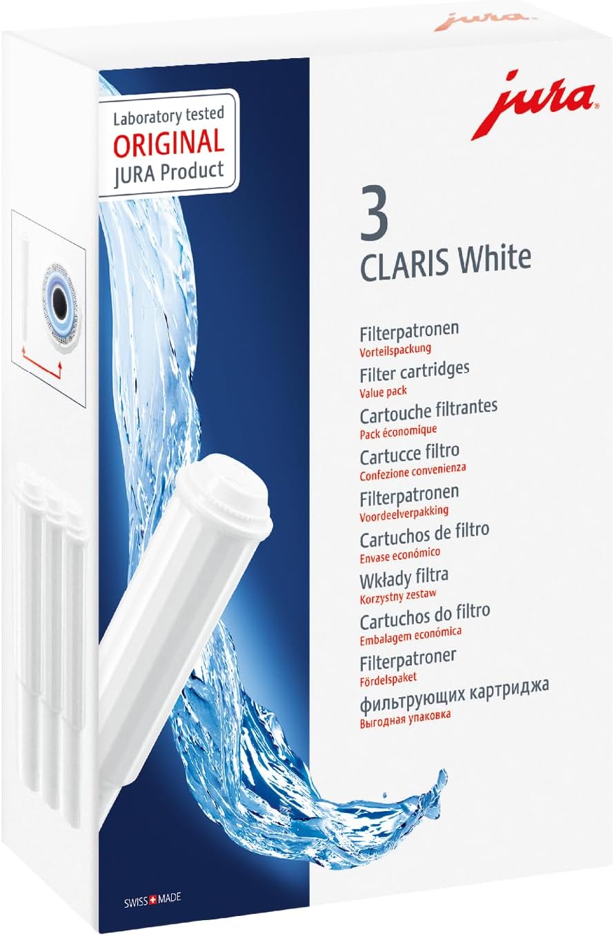 JURA original - CLARIS White Filterpatrone gegen Kalkablagerungen - TÜV-zertifizierte Hygiene - 3er-Pack - 68739